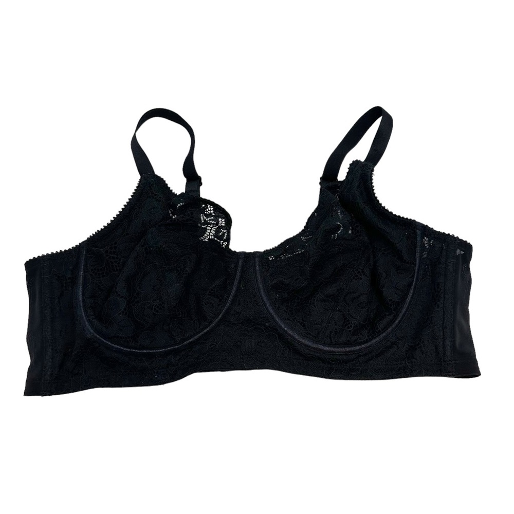 Deesse | Black Lace Longline Unlined Underwire‎ Bra Size 42C